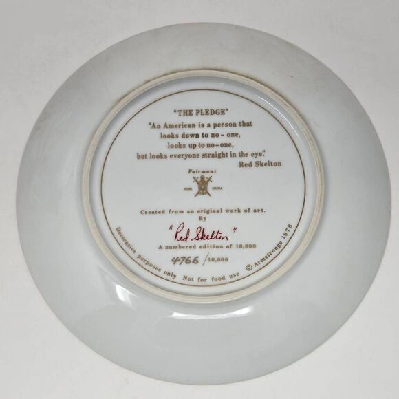 RED SKELTON COLLECTION COLLECTOR PLATE THE PLEDGE AMERICAN 4766/10000 IN BOX - Picture 3 of 3